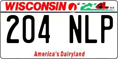 WI license plate 204NLP