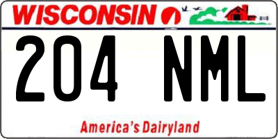 WI license plate 204NML