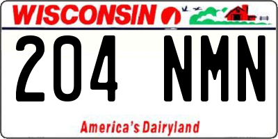 WI license plate 204NMN