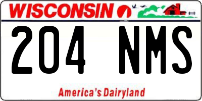 WI license plate 204NMS