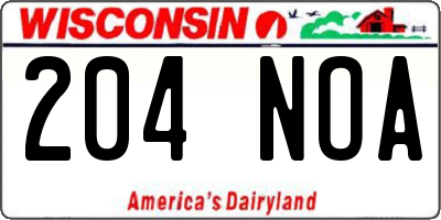 WI license plate 204NOA