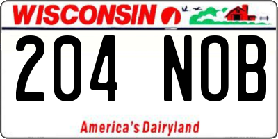 WI license plate 204NOB