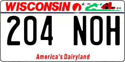 WI license plate 204NOH
