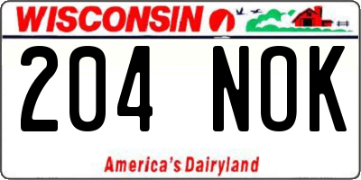 WI license plate 204NOK
