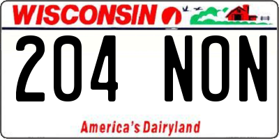 WI license plate 204NON