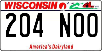 WI license plate 204NOO