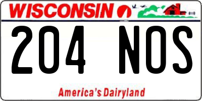 WI license plate 204NOS