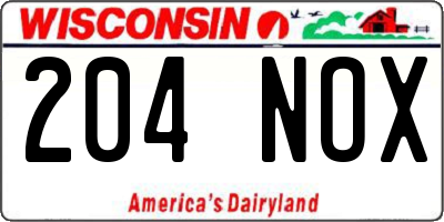 WI license plate 204NOX