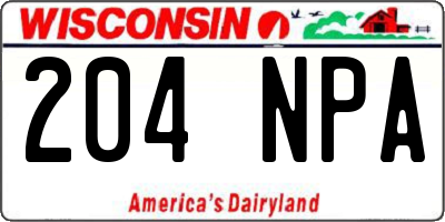 WI license plate 204NPA