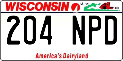 WI license plate 204NPD