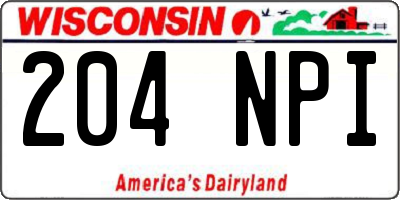 WI license plate 204NPI