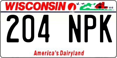 WI license plate 204NPK