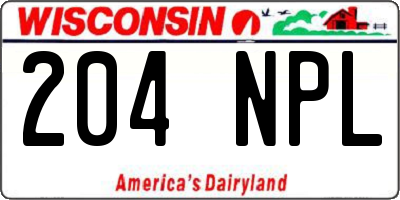 WI license plate 204NPL