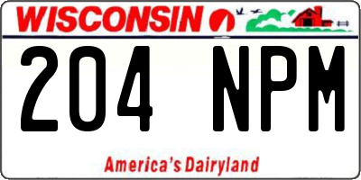 WI license plate 204NPM