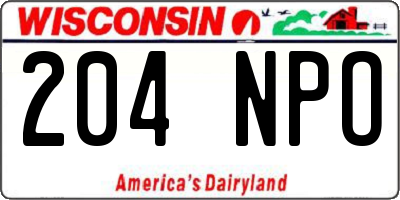 WI license plate 204NPO