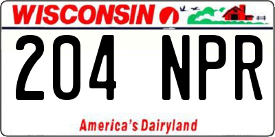 WI license plate 204NPR