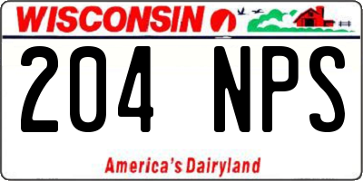 WI license plate 204NPS