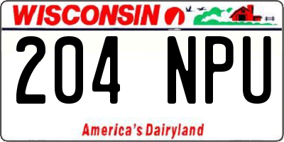WI license plate 204NPU