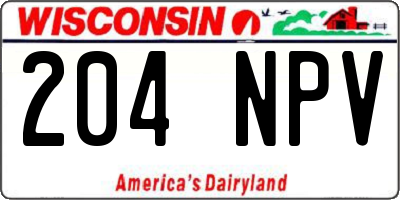 WI license plate 204NPV