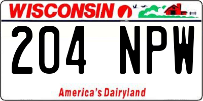 WI license plate 204NPW