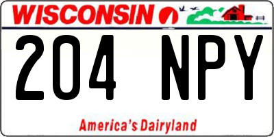 WI license plate 204NPY