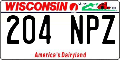 WI license plate 204NPZ