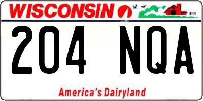 WI license plate 204NQA