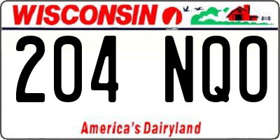 WI license plate 204NQO