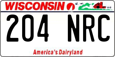 WI license plate 204NRC