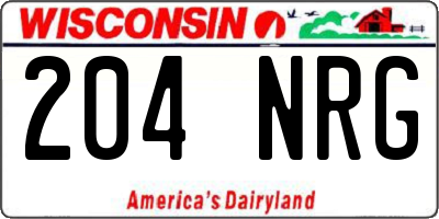 WI license plate 204NRG