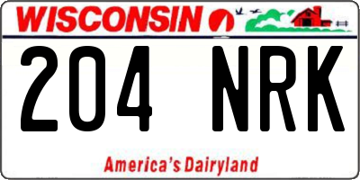 WI license plate 204NRK