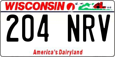 WI license plate 204NRV