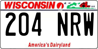 WI license plate 204NRW