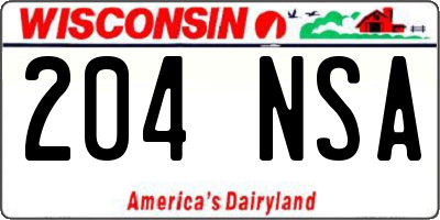 WI license plate 204NSA