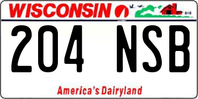WI license plate 204NSB