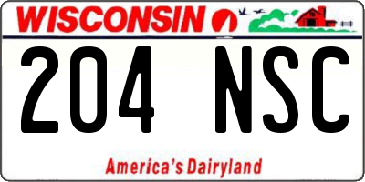WI license plate 204NSC