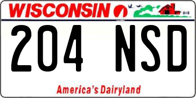 WI license plate 204NSD