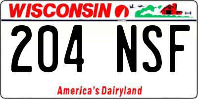 WI license plate 204NSF