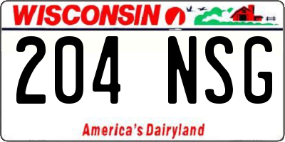 WI license plate 204NSG