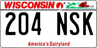 WI license plate 204NSK