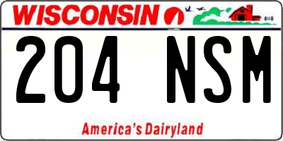 WI license plate 204NSM