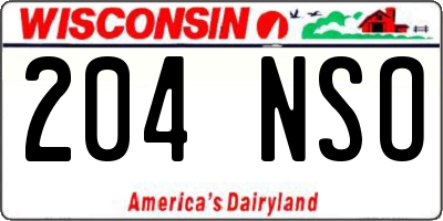 WI license plate 204NSO
