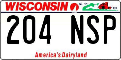 WI license plate 204NSP