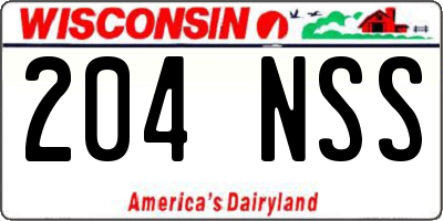 WI license plate 204NSS