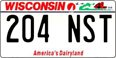WI license plate 204NST