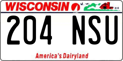 WI license plate 204NSU