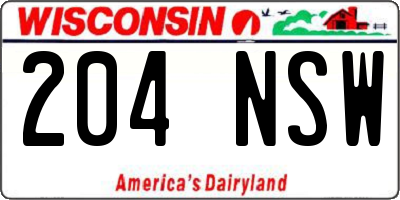WI license plate 204NSW
