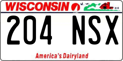 WI license plate 204NSX