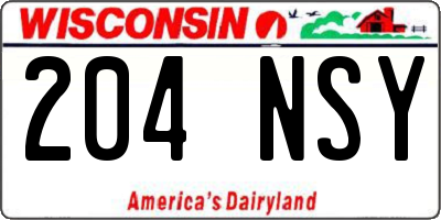 WI license plate 204NSY