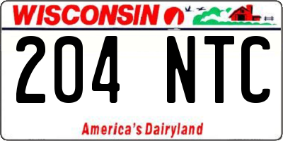 WI license plate 204NTC